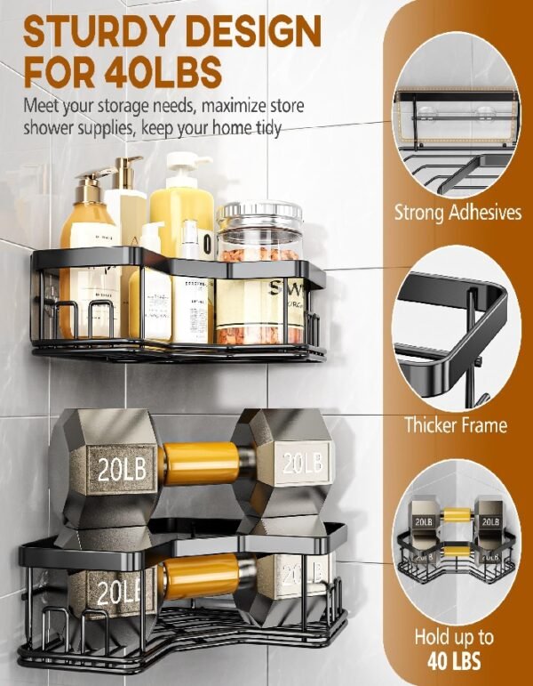 Five-piece set of storage shelves for the bathroom corner - Image 3