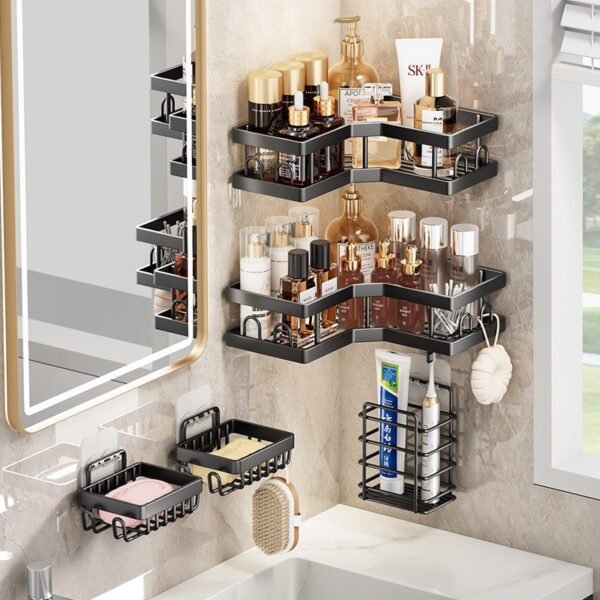 Five-piece set of storage shelves for the bathroom corner