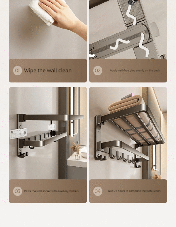 Space aluminum gun grey towel rack set of 5 pieces - Image 2
